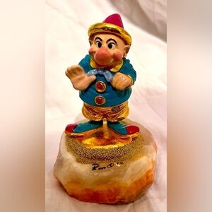 Ron Lee 1992 Signed Hi Ya Clown Dwarf Elf Hobo Dopey Marble Base Gold Paint VTG